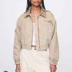 GAP Cropped Khaki Bomber Jacket